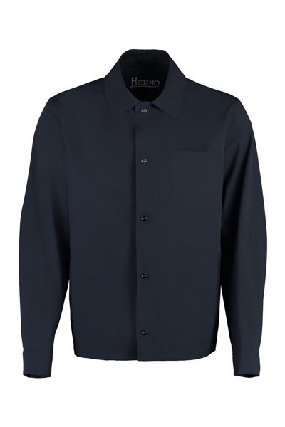 Herno Technical Fabric Overshirt In Blue