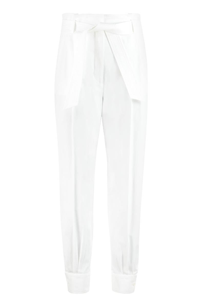 Max Mara Eburnea Belted Trousers In White