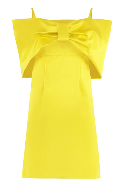 P.a.r.o.s.h Bow-detail Cold-shoulder Dress In Yellow