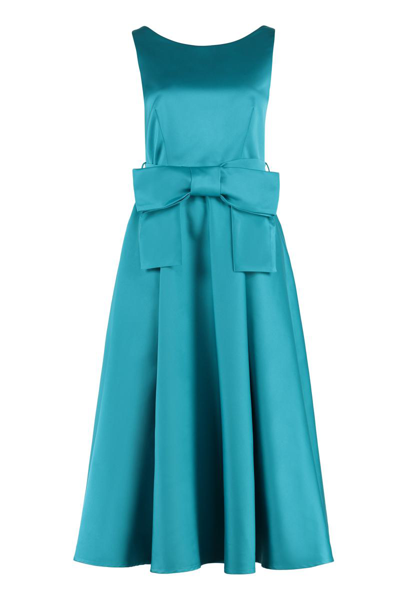 P.a.r.o.s.h Midi Dress With Belt In Turquoise