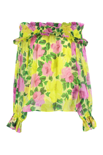P.a.r.o.s.h Ruffled Crêpe Blouse In Multicolor