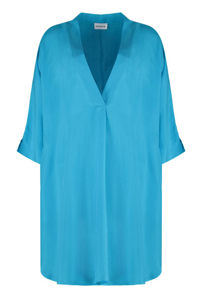 P.a.r.o.s.h Silk Dress In Turquoise