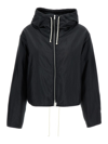 JIL SANDER BLACK CROP PADDED JACKET WITH DRAWSTRING IN POLYAMIDE AND SILK WOMAN