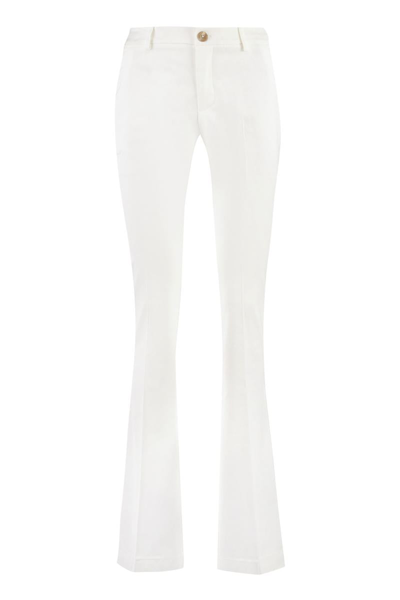 Pt01 Elsa Viscose Flared Trousers In White