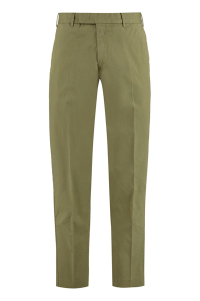 Pt01 Rebel - Stretch Cotton Trousers In Green