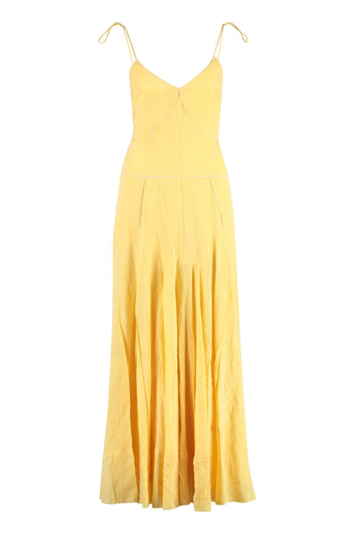 Sportmax Cancan Pleated Maxi Dress In Yellow