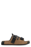 Stone Island Shadow Project Crossover Fastening Suede Slides In Beige