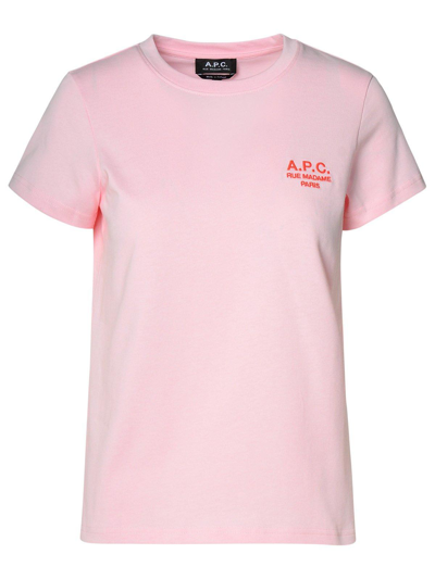 Apc Logo Printed Crewneck T-shirt In Pink