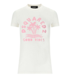 Dsquared2 Crew Neck Good Vibes Printed T-shirt In White