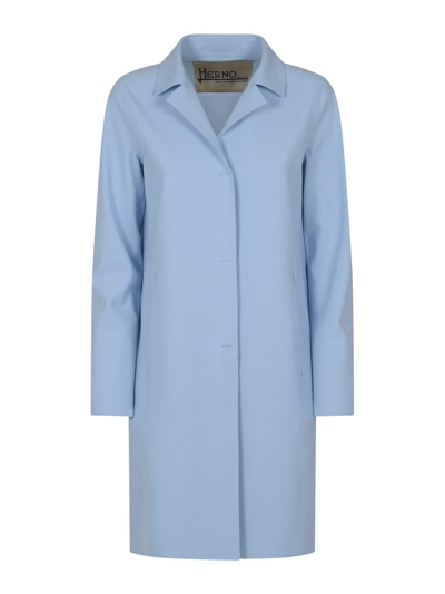 Herno Single-breasted Long-sleeved Coat In Blue