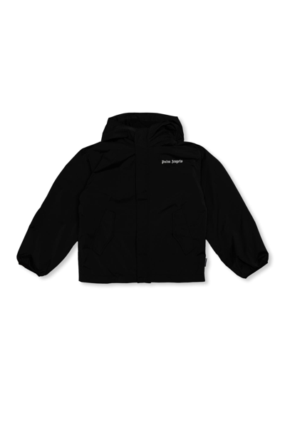 Palm Angels Kids Jacket With Logo In Black White