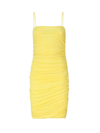 Pinko Ruched Crepe Midi Dress In Yellow