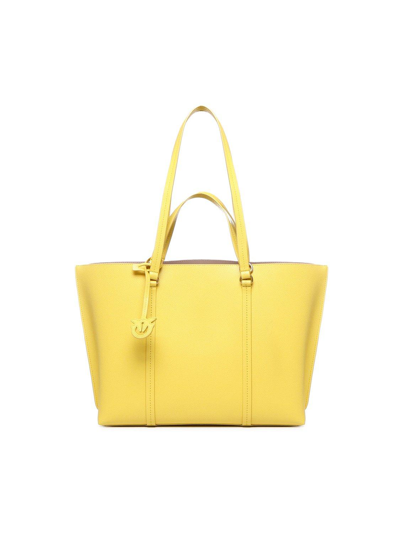 Pinko Carrie Big Shopping Bag In Yellow