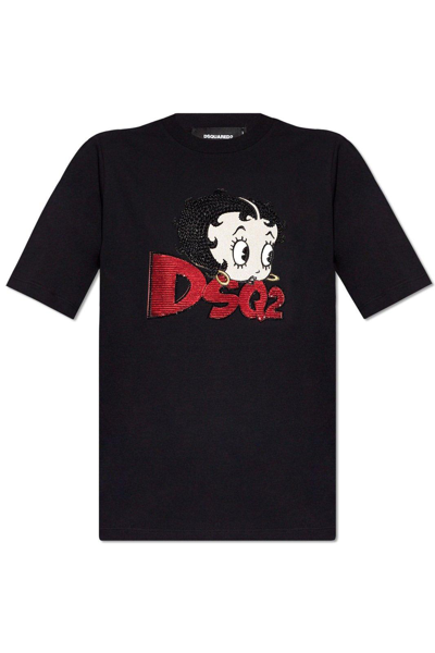 Dsquared2 X Betty Boop Sequin Embellished T-shirt In Black