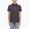 Etro Blue Short Sleeved Polo With Paisley Print In Fantasia Blu