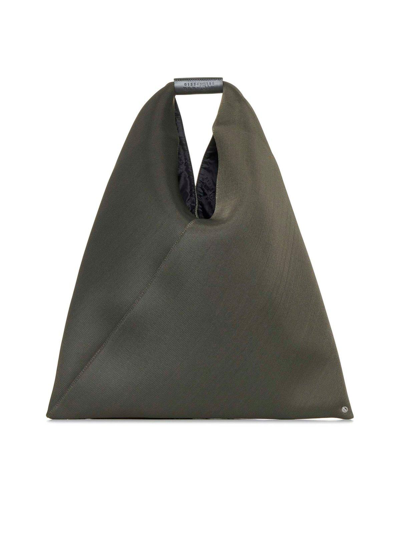 Mm6 Maison Margiela Khaki Classic Triangle Tote In Grey