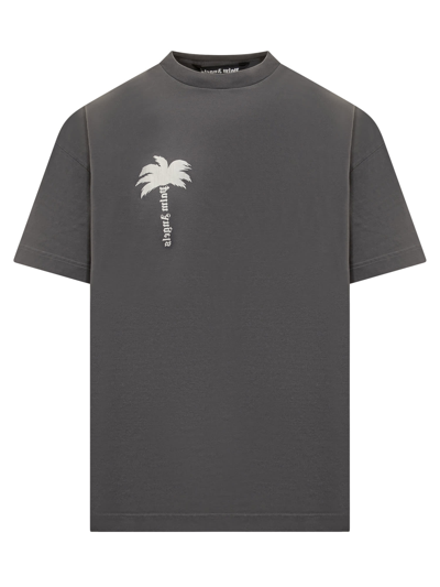 Palm Angels T-shirt With The Palm Logo In Dark Grey-off White
