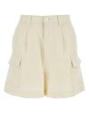Woolrich Pleated Viscose Blend Shorts In White