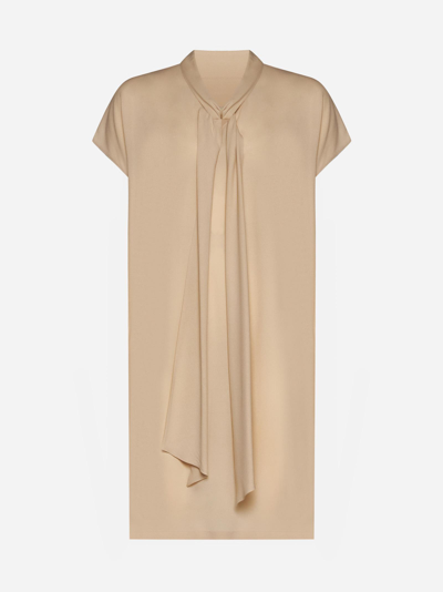 Fabiana Filippi Pussy Bow Neck Viscose Dress In Blush