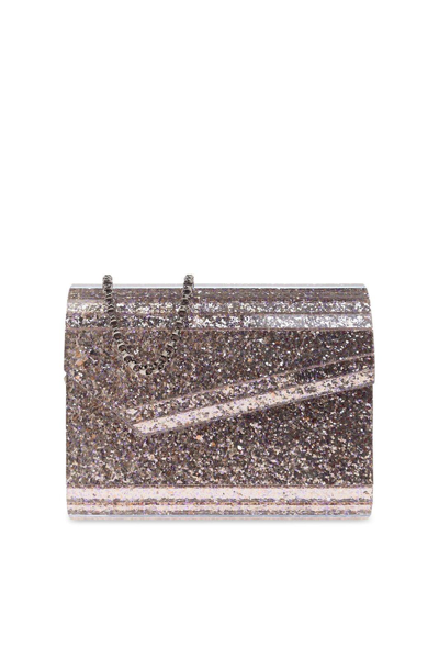 Jimmy Choo Candy Foldover Top Shoulder Bag In Silver