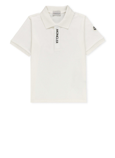 Moncler Kids' Logo Detailed Short Sleeved Polo Shirt In 034 - White