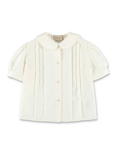 Gucci Kids' Gg Star Jacquard Shirt In White