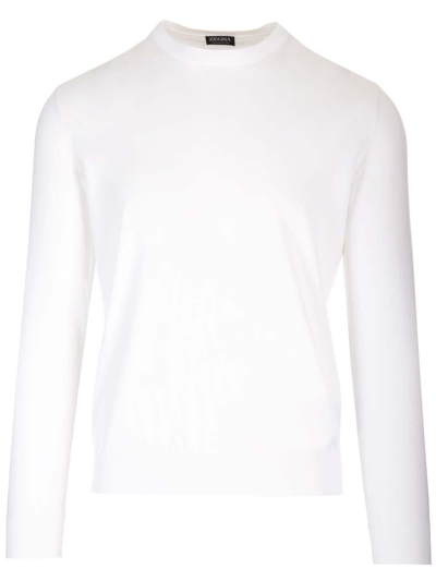 Zegna Crewneck Knitted Jumper In White