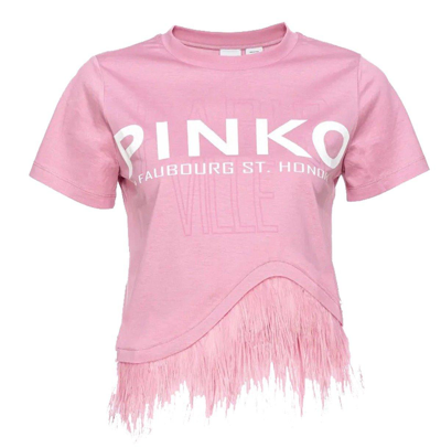 Pinko Cities Logo Printed Asymmetric T-shirt In Pink