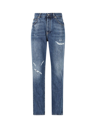 Dolce & Gabbana Ripped Jeans In Blu