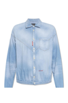 Dsquared2 Light Wash Denim Shirt With Elastic Waistband In Light Blue