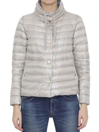 Herno Funnel Neck Reversible Puffer Jacket In Multi