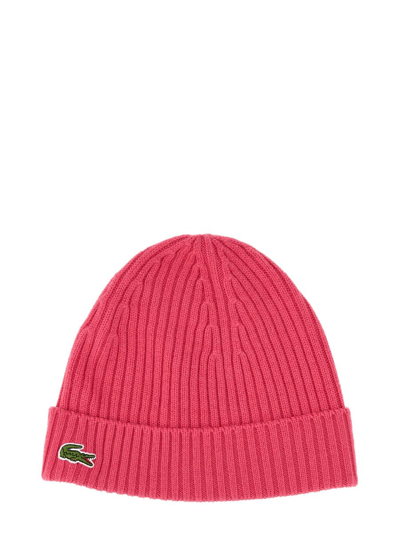 Lacoste Hat With Logo In Fuchsia