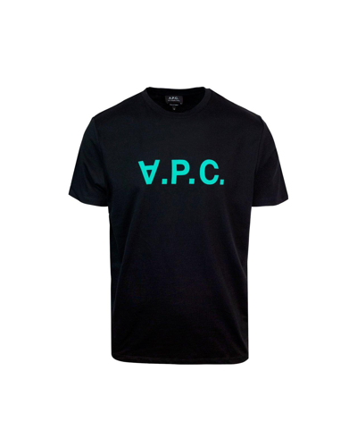 Apc Flocked-logo Cotton T-shirt In Black