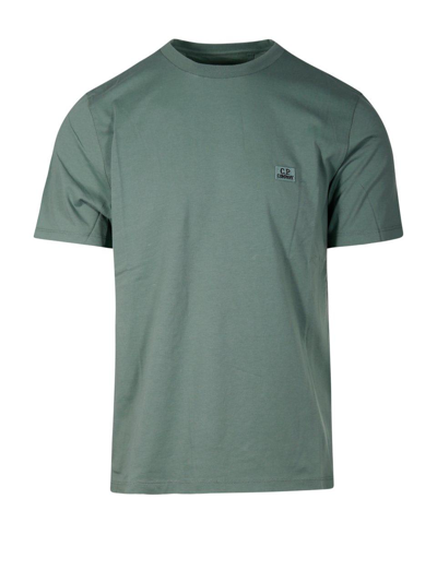 C.p. Company Logo Embroidered T-shirt In Green Bay
