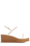 Jimmy Choo Amatuus Pearl-embellished Leather Wedge Sandals In Neutral
