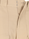 Ermanno Scervino Low Waist Wide Twill Cargo Pants In Beige