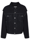 Mm6 Maison Margiela Black Button Denim Jacket In Black