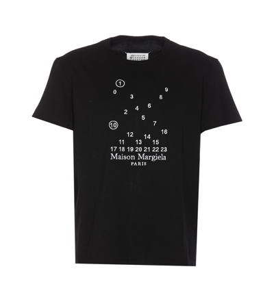 Maison Margiela Mako Cotton T-shirt With Numeric Logo In Black