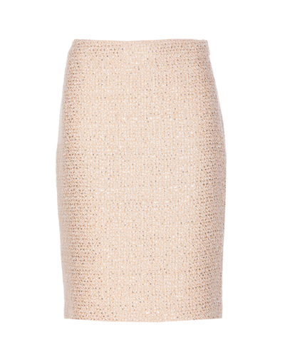 Twinset Sequined Skirt In Nude & Neutrals
