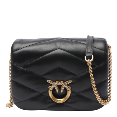 Pinko Love Click Puff Baby Bag In Nero-antique Gold
