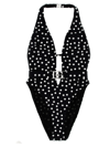 Dolce & Gabbana Polka Dot Belted Swimsuit In White/black