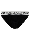 Dolce & Gabbana Black Midi Stretch Cotton Brief In White/black