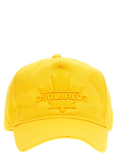 Dsquared2 Logo Embroidery Cap In Yellow