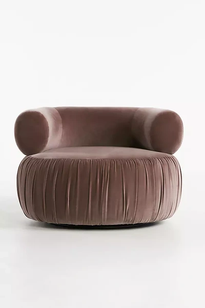 Anthropologie Martinique Swivel Chair In Brown