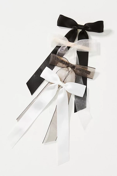 By Anthropologie Organza Hair Bows, Set Of 4 In Black