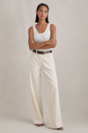 Reiss Colorado - Cream Garment Dyed Wide Leg Trousers, Uk 12 L