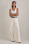 Reiss Cream Garment Dyed Wide Leg Trousers