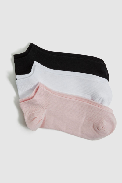 Reiss Callie Pack-of-three Stretch-cotton Trainer Socks In Black/blush