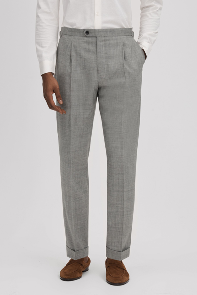 Reiss Soft Grey Valentine Slim Fit Wool Blend Trousers With Turn-ups