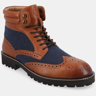 Thomas & Vine Graham Wingtip Lug Sole Boot In Cognac